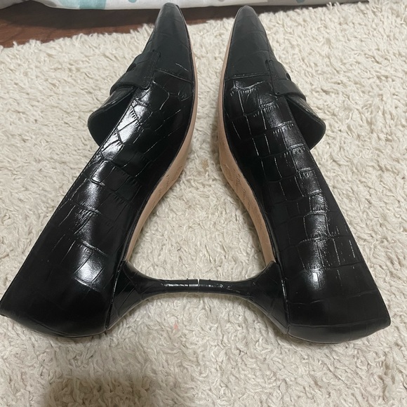 Antonio Melani Leedia Heels Pumps 6.5 Shoes Croc Embossed Leather Classic Black - Picture 2 of 7